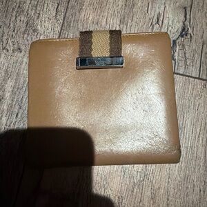 EGA GUCCI Logo Sherry Line Leather Bifold Wallet Brown/8BM0185